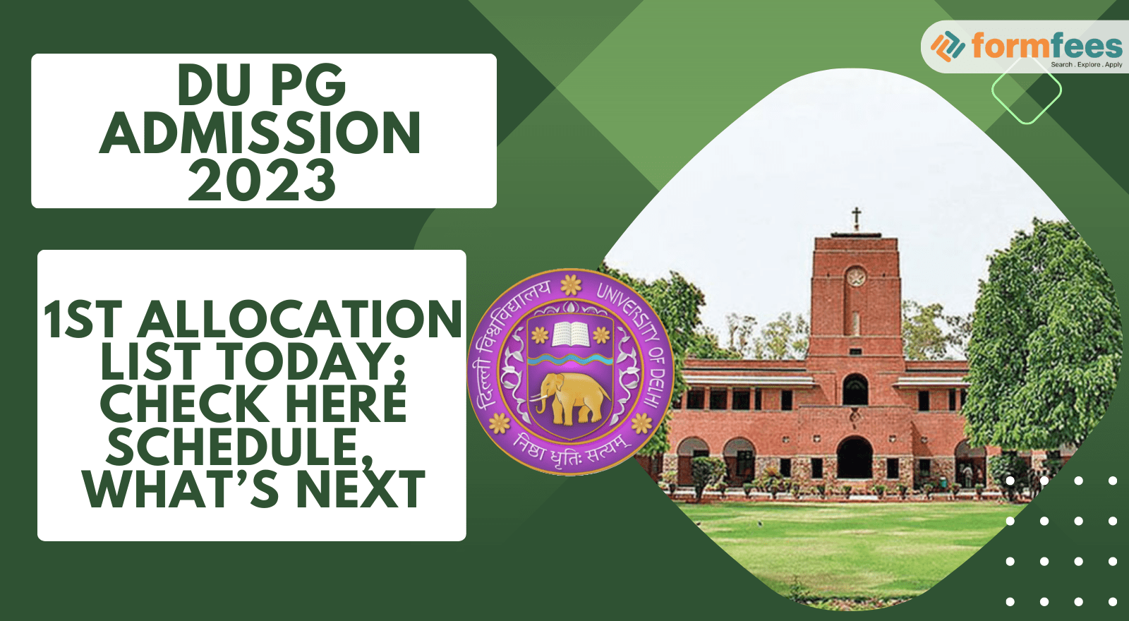 DU PG Admission 2023: 1st Allocation List Today, Check Here Schedule