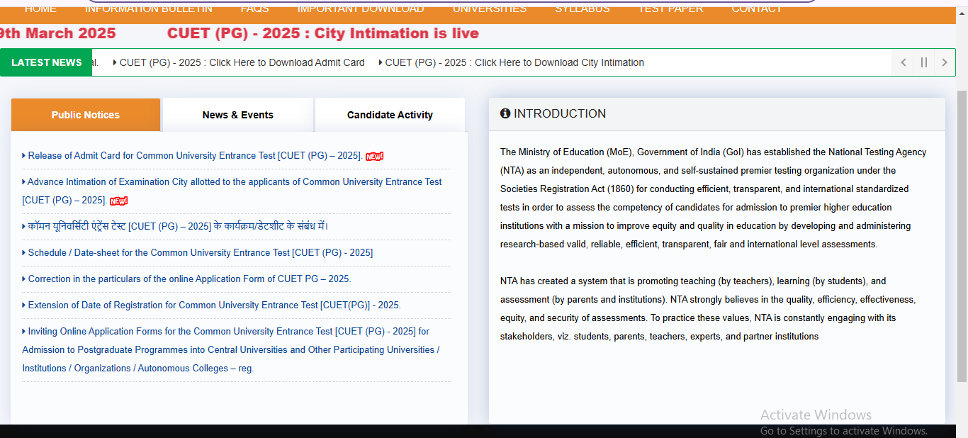 CUET PG 2025 Admit Cards Released for March 13–20 Exams – Check Direct Link, Steps to Download