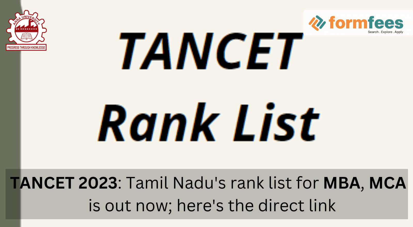 TANCET 2023: Tamil Nadu's rank list for MBA, MCA is out now; here's the  direct link